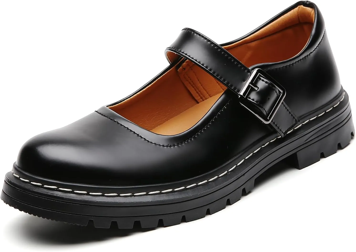 Mary Jane Shoes Women Platform Non-Slip Classics Round Toe Ankle Strap Comfort Casual Oxford Dress Work Mary Jane Flat Shoes