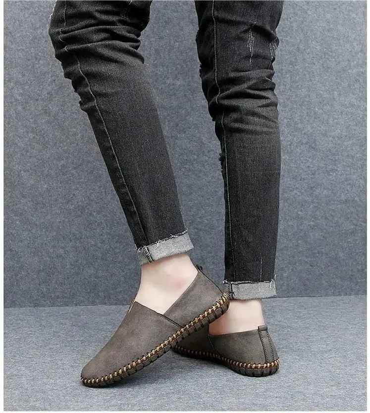 Men's Loafers Vegan Leather Stitching Details Smoking Shoes Comfortable Anti-Slip Flat Heel Party Prom Slip-on
