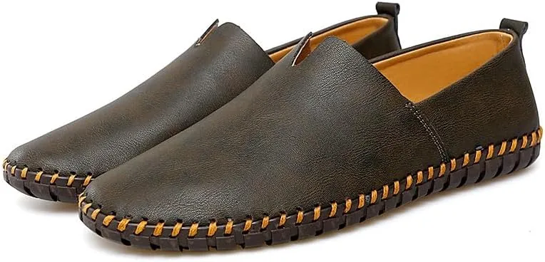 Men's Loafers Vegan Leather Stitching Details Smoking Shoes Comfortable Anti-Slip Flat Heel Party Prom Slip-on