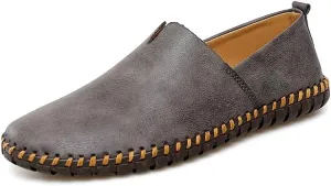 Men's Loafers Vegan Leather Stitching Details Smoking Shoes Comfortable Anti-Slip Flat Heel Party Prom Slip-on