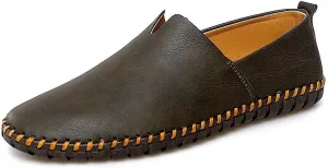 Men's Loafers Vegan Leather Stitching Details Smoking Shoes Comfortable Anti-Slip Flat Heel Party Prom Slip-on