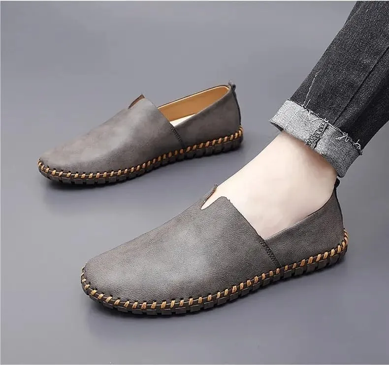 Men's Loafers Vegan Leather Stitching Details Smoking Shoes Comfortable Anti-Slip Flat Heel Party Prom Slip-on