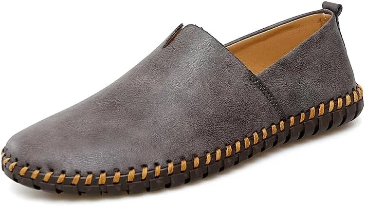 Men's Loafers Vegan Leather Stitching Details Smoking Shoes Comfortable Anti-Slip Flat Heel Party Prom Slip-on