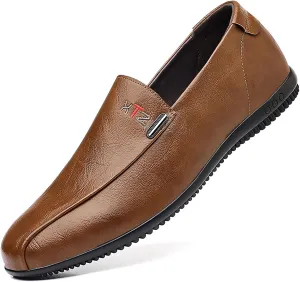 Men's Vegan Leather Slip On Loafers Fashion Comfortable Soft Sole Moccasin Boat Shoes Outdoor Casual Driving Walking Dress Flats for Business