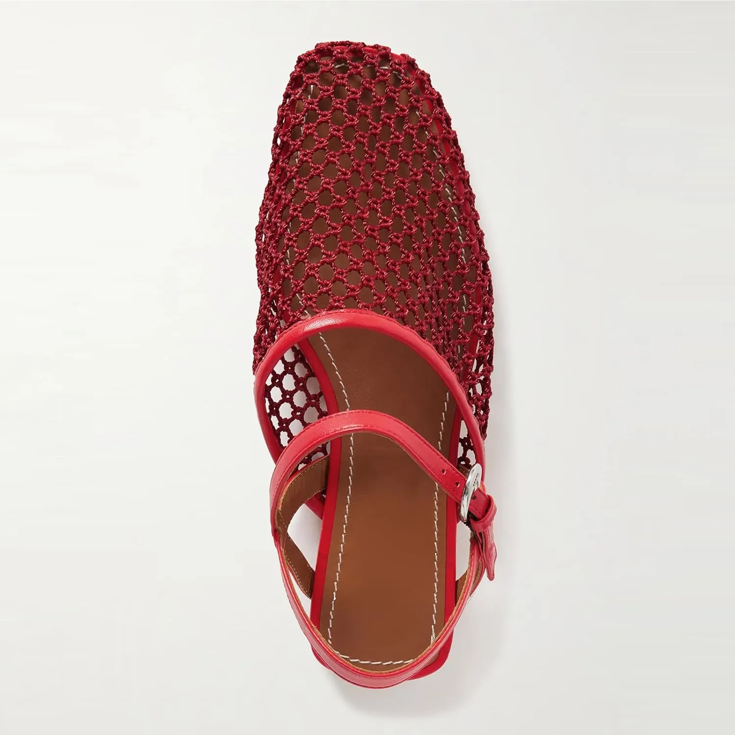 Mesh Ballet Flats for Women Slingback Flats Round Toe Mary Jane Flat Fishnet Ballerina Shoes Comfortable Casual with Buckle Strap