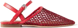Mesh Ballet Flats for Women Slingback Flats Round Toe Mary Jane Flat Fishnet Ballerina Shoes Comfortable Casual with Buckle Strap