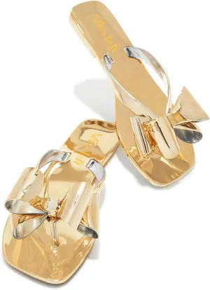 miss left Women Versatile Open Square Toe Flip Flops Double Bowknots Slip On Thong Sandal Flats Summer Prom Walking Shoes Size 4-16 US