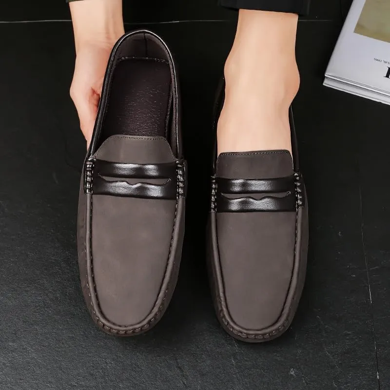 New Men's Loafers Penny Loafers Vegan Leather Driving Loafers Flexible Flat Heel Anti-Slip Walking Slip-on