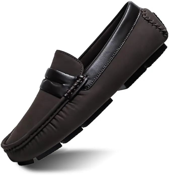 New Men's Loafers Penny Loafers Vegan Leather Driving Loafers Flexible Flat Heel Anti-Slip Walking Slip-on