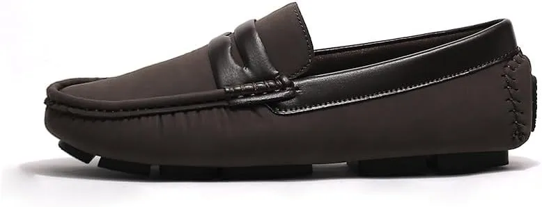 New Men's Loafers Penny Loafers Vegan Leather Driving Loafers Flexible Flat Heel Anti-Slip Walking Slip-on