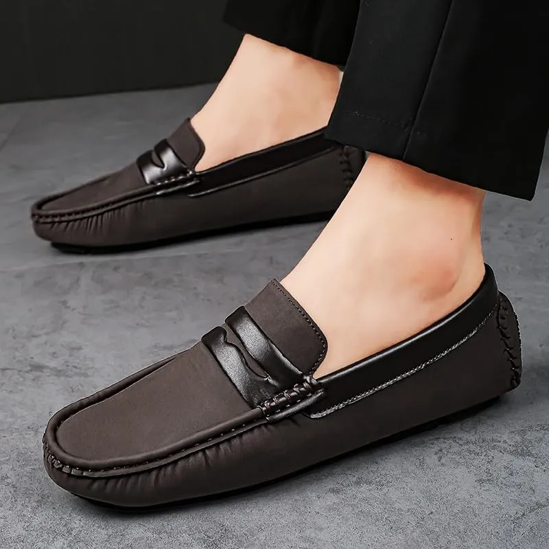 New Men's Loafers Penny Loafers Vegan Leather Driving Loafers Flexible Flat Heel Anti-Slip Walking Slip-on
