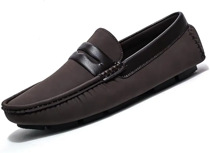 New Men's Loafers Penny Loafers Vegan Leather Driving Loafers Flexible Flat Heel Anti-Slip Walking Slip-on