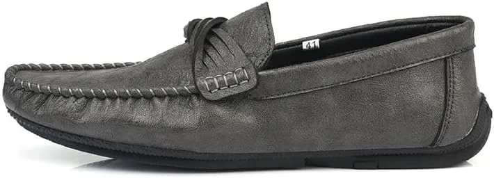 New Men's Loafers Round Toe Vegan Leather Loafer Shoes Flexible Flat Heel Slip Resistant Wedding Slip-ons