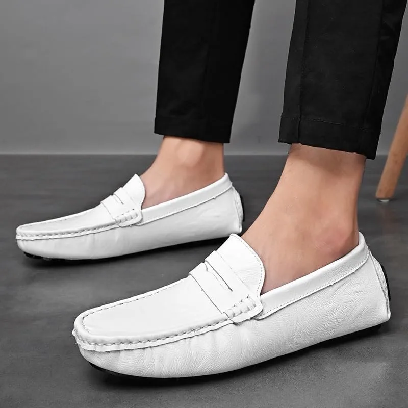 New Mens Loafers Shoe Penny Driving Style Loafer Vegan Leather Anti-Slip Flat Heel Comfortable Prom Fashion Slip-ons