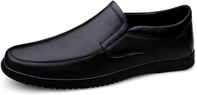 New Mens Loafers Shoe Solid Color Vegan Leather Slip Resistant Loafer Shoes Resistant Flat Heel Anti-Slip Outdoor Slip On