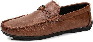 New Men's Loafers Shoes Round Toe Vegan Leather Solid Color Loafer Shoes Flat Heel Anti-Slip Flexible Wedding Slip On