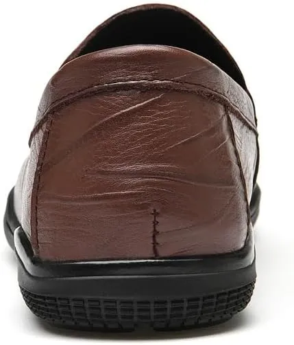 New Mens Loafers Solid Color Round Toe Vegan Leather Loafer Shoes Flexible Lightweight Flat Heel Outdoor Slip-on