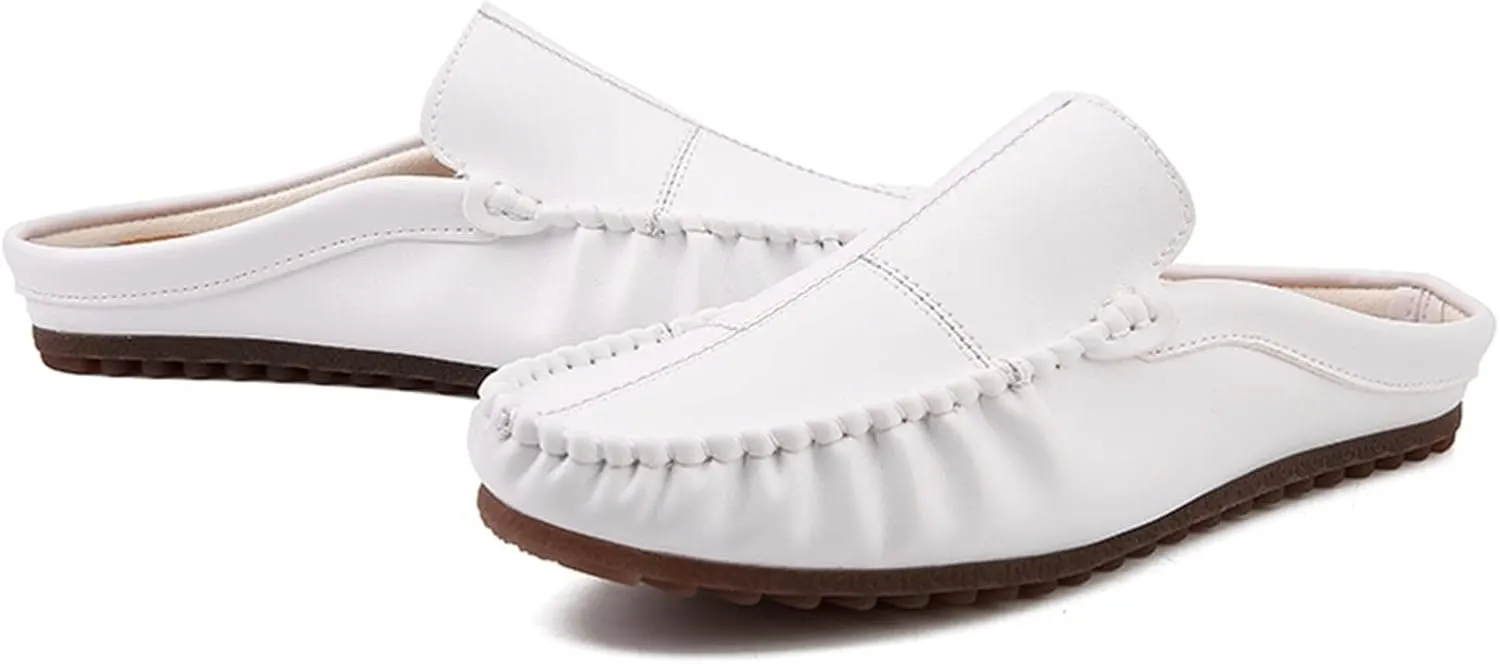 New Mens Loafers Stitching Details Backless Moccasins Shoes Vegan Leather Flat Heel Slip Resistant Flexible Outdoor Party Slip-ons
