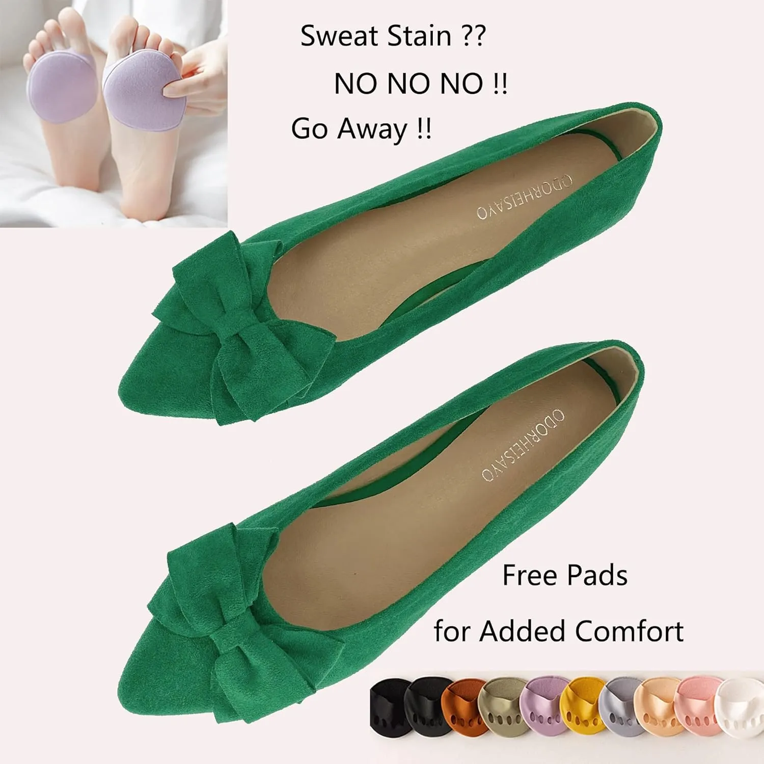 ODORHEISAYO Women's Comfortable Dressy Pink Bows Flats, Pointy Toe Casual Slip On Ballet Flats for Work, Wedding, Party
