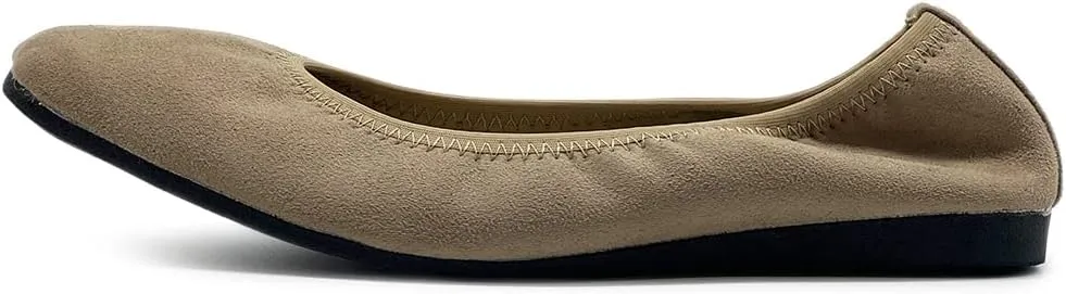 Ollio Women's Shoes Faux Suede Slip On Comfort Elasticated Square Toe Ballet Flat SF178