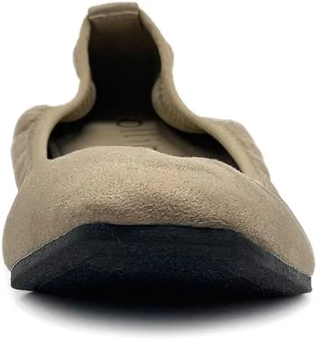 Ollio Women's Shoes Faux Suede Slip On Comfort Elasticated Square Toe Ballet Flat SF178