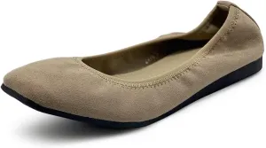 Ollio Women's Shoes Faux Suede Slip On Comfort Elasticated Square Toe Ballet Flat SF178