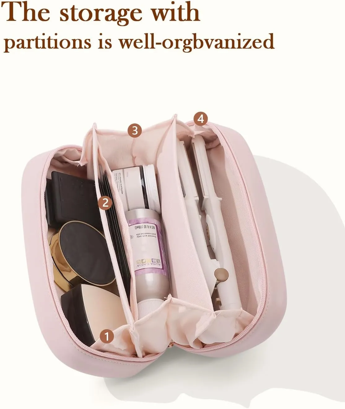 Pocmimut Christmas Gifts, Makeup Bag Travel Accessories for Women,Open Flat Make Pouch Christmas Birthday Gifts for Mom and Lover,Pink