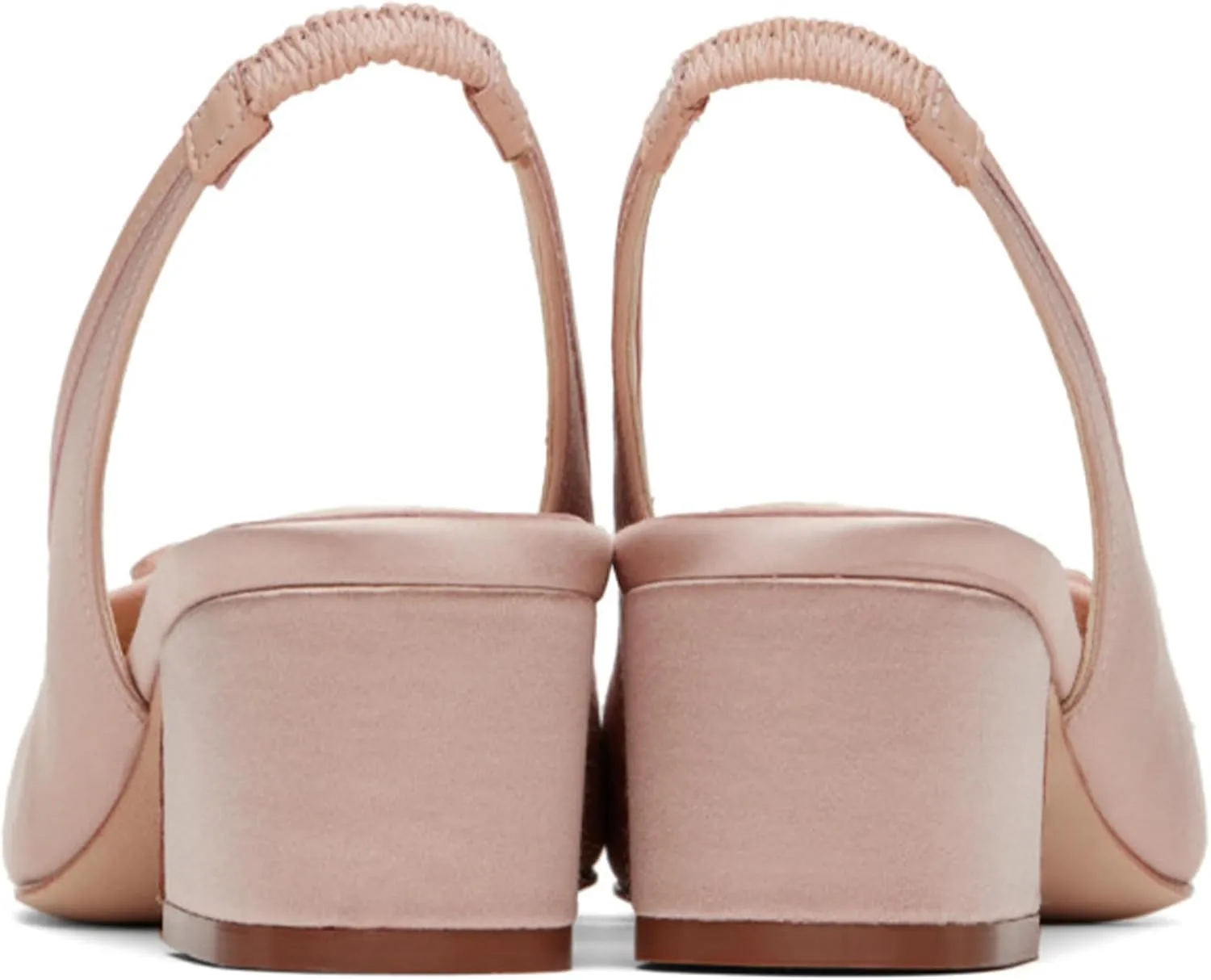 Slingback Ballet Heels for Women Cute Bow Square Toe Low Chunky Heel Ballerina Pumps Comfort Satin Mary Jane Heels Shoes with Elastic Rear Strap
