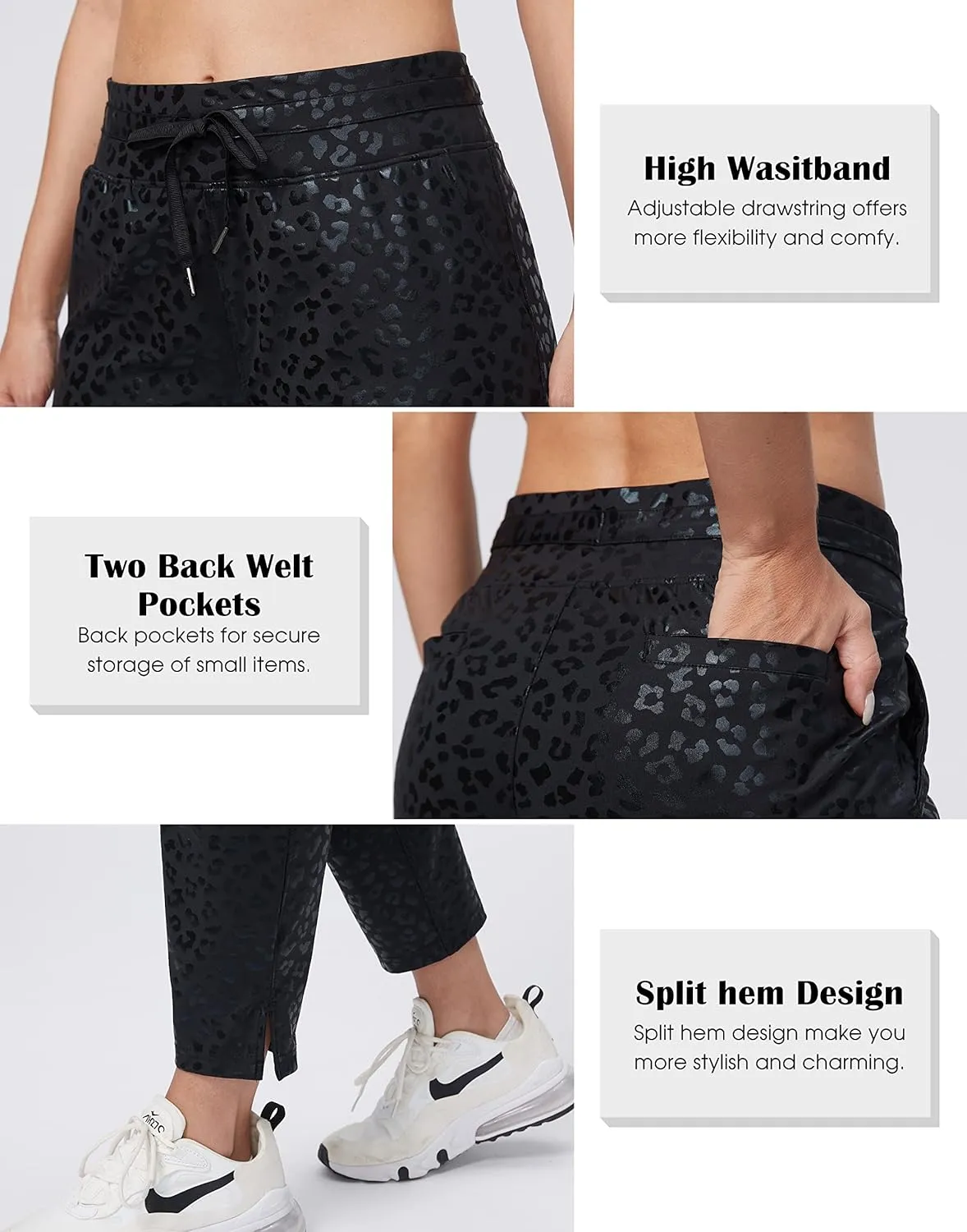 Soothfeel Women's Pants with 4 Pockets 7/8 Stretch High Waisted Sweatpants Travel Athletic Work Golf Pants for Women