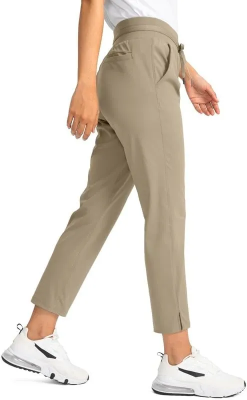 Soothfeel Women's Pants with 4 Pockets 7/8 Stretch High Waisted Sweatpants Travel Athletic Work Golf Pants for Women