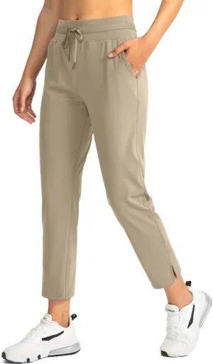 Soothfeel Women's Pants with 4 Pockets 7/8 Stretch High Waisted Sweatpants Travel Athletic Work Golf Pants for Women