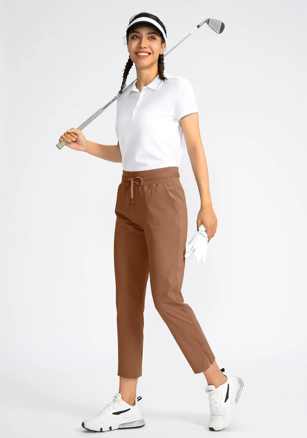 Soothfeel Women's Pants with 4 Pockets 7/8 Stretch High Waisted Sweatpants Travel Athletic Work Golf Pants for Women