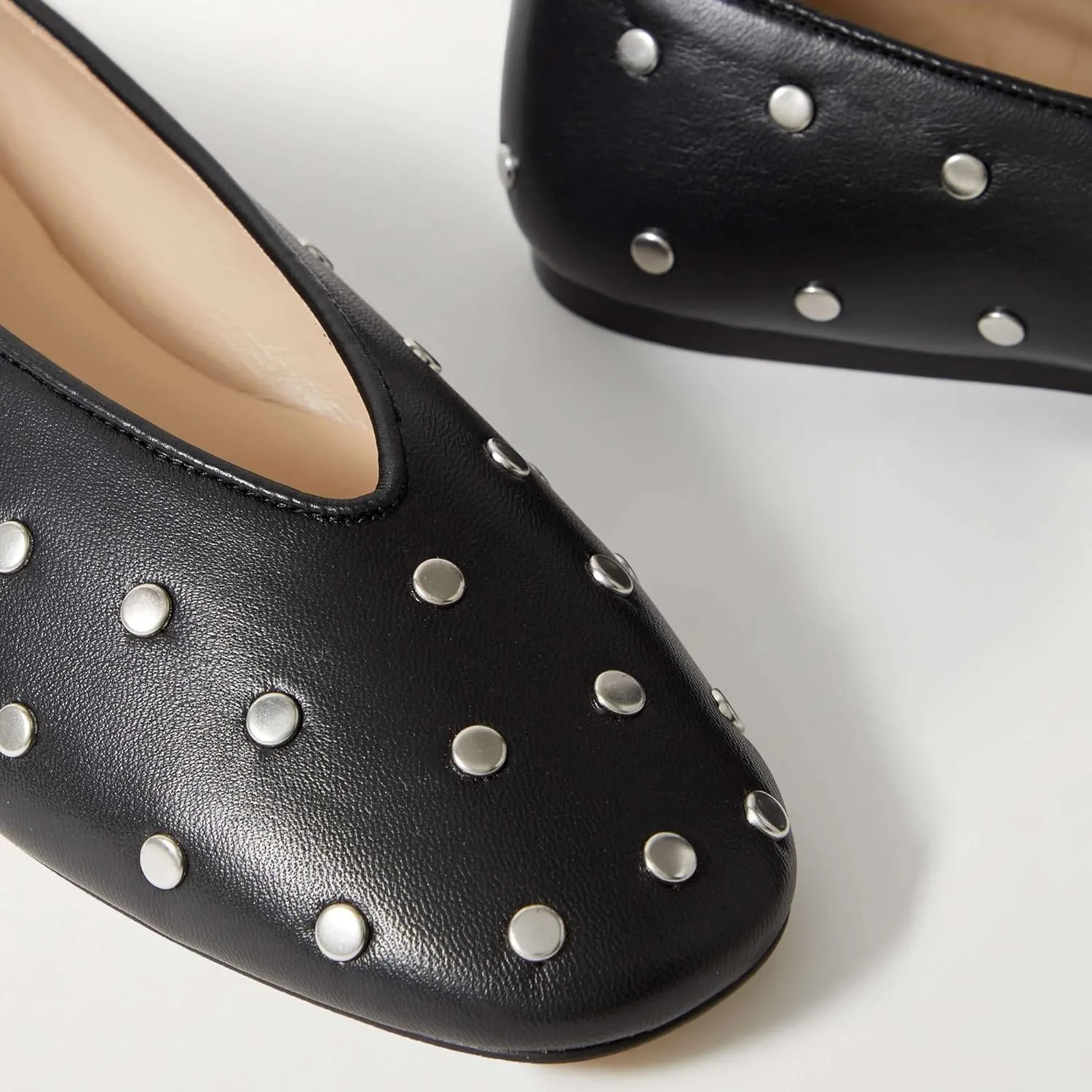 Studded Ballet Flats for Women Round Toe Low Heel Slip On Mary Jane Flat Comfortable Casual Ballerina Shoes