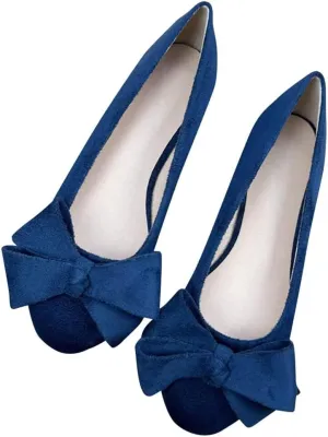 Stunner Women's Bowknot Ballet Flats Comfortable Round Toe Dress Shoes Soft Slip On Velvet Flats