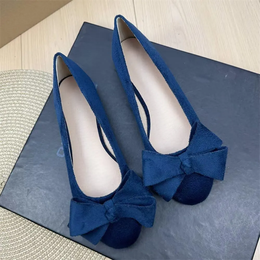 Stunner Women's Bowknot Ballet Flats Comfortable Round Toe Dress Shoes Soft Slip On Velvet Flats