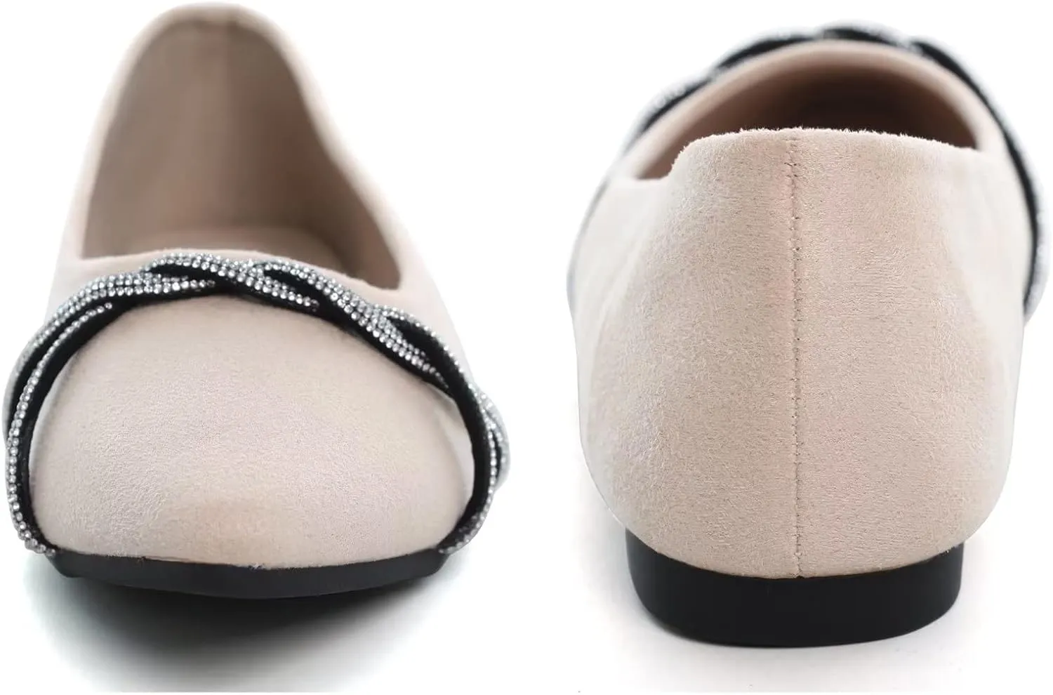 Stunner Women's Pointy Toe Diamond Chain Slip on Ballet Flats Formal Dress Flat Shoes for Working