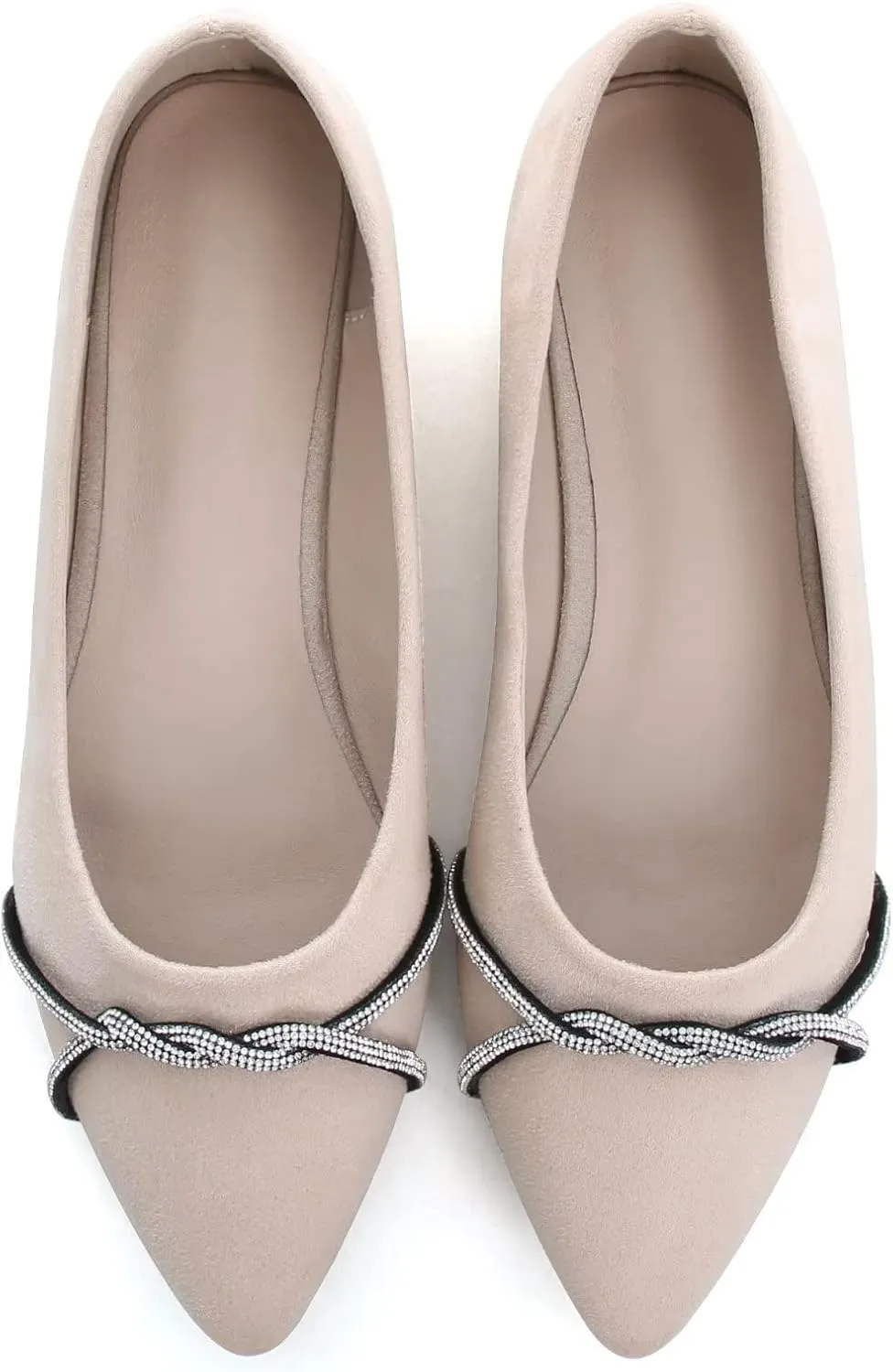 Stunner Women's Pointy Toe Diamond Chain Slip on Ballet Flats Formal Dress Flat Shoes for Working