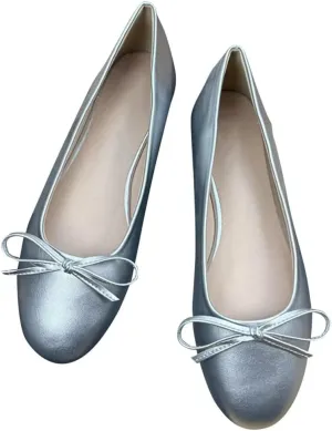 Stunner Women's PU Leather Flats Comfortable Round Toe Bowknot Ballet Flats Fashion Slip On Flats