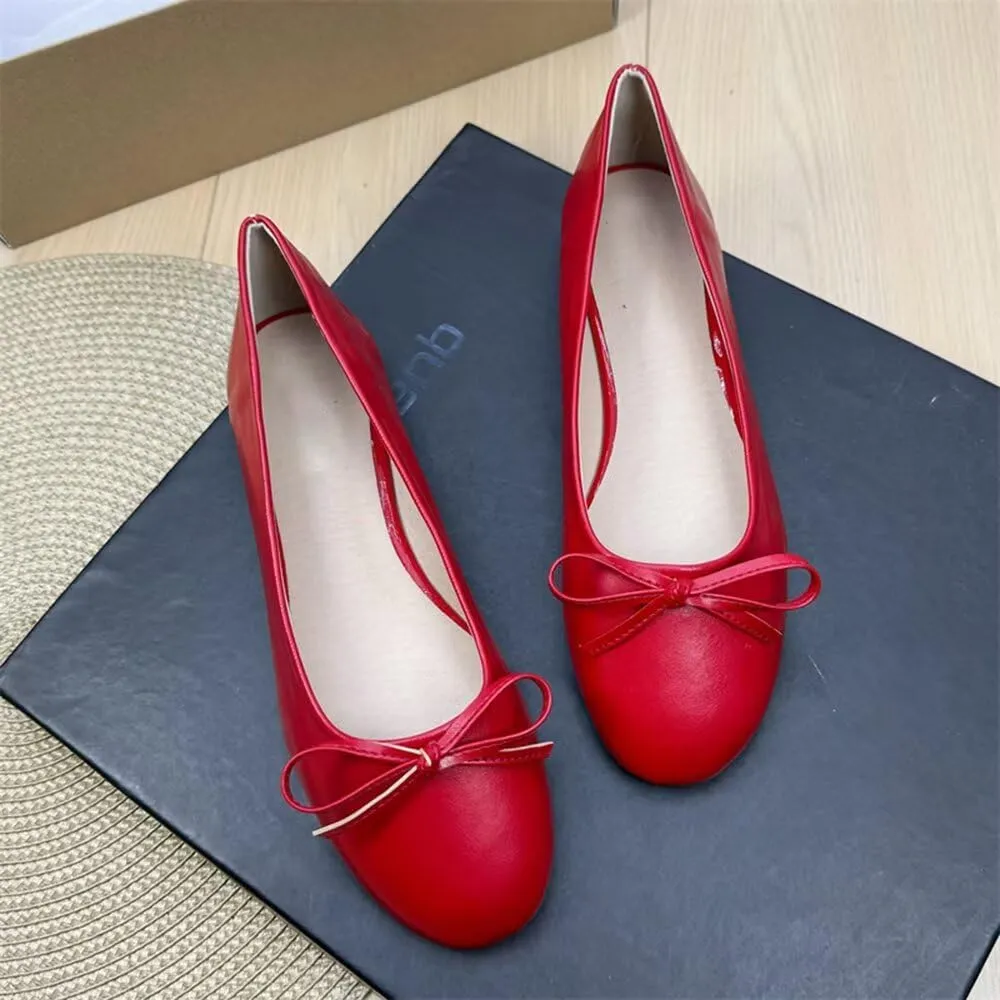 Stunner Women's PU Leather Flats Comfortable Round Toe Bowknot Ballet Flats Fashion Slip On Flats