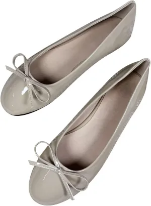 Stunner Women's PU Leather Flats Comfortable Round Toe Bowknot Ballet Flats Fashion Slip On Flats