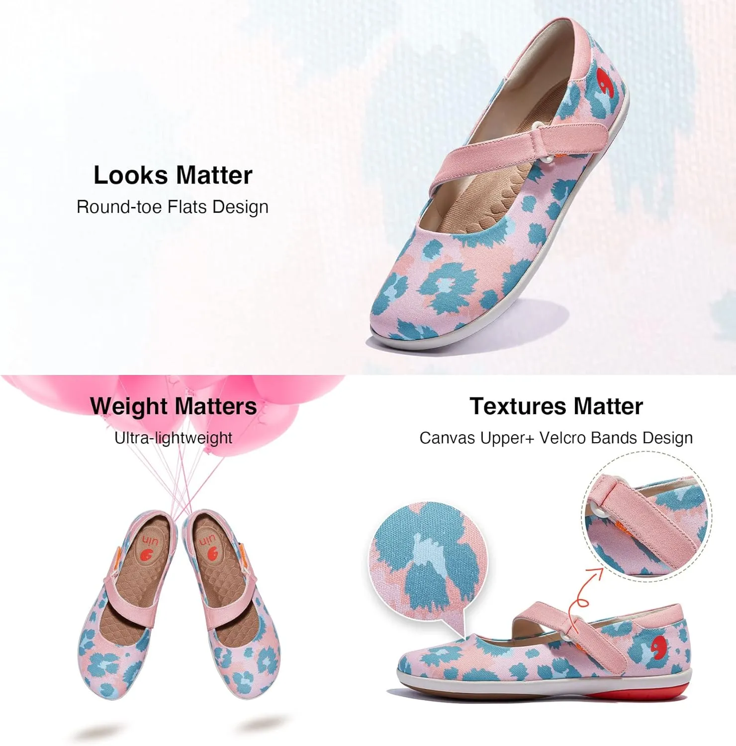 UIN Women's Mary Jane Flats Slip On Round Toe Casual Lightweight Comfortable Art Painted Travel Shoes Illites 