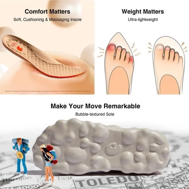 UIN Women's Walking Travel Shoes Slip On Casual Lightweight Wide Toe Chunky Fashion Sneaker Figueras