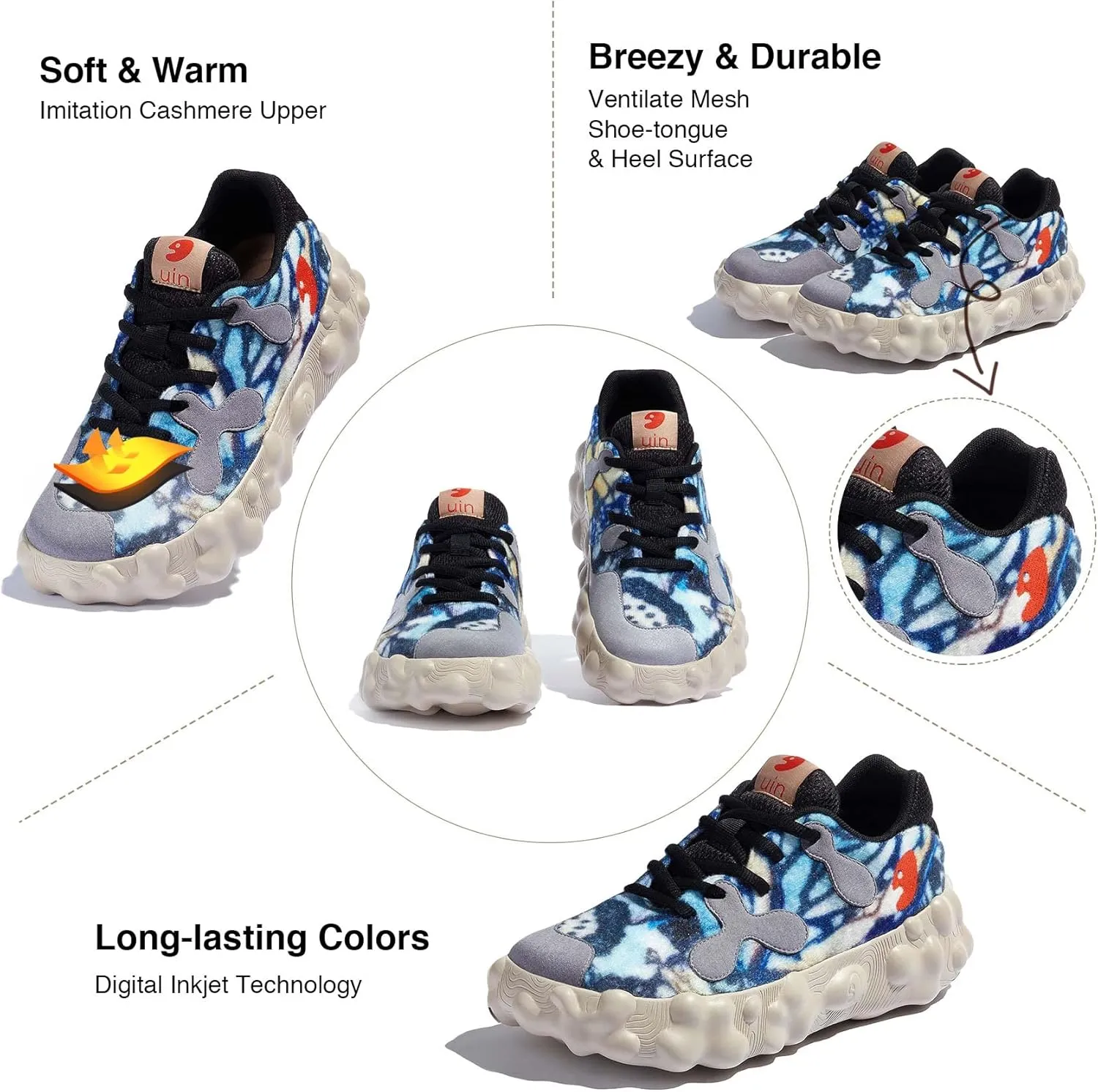 UIN Women's Walking Travel Shoes Slip On Casual Lightweight Wide Toe Chunky Fashion Sneaker Figueras