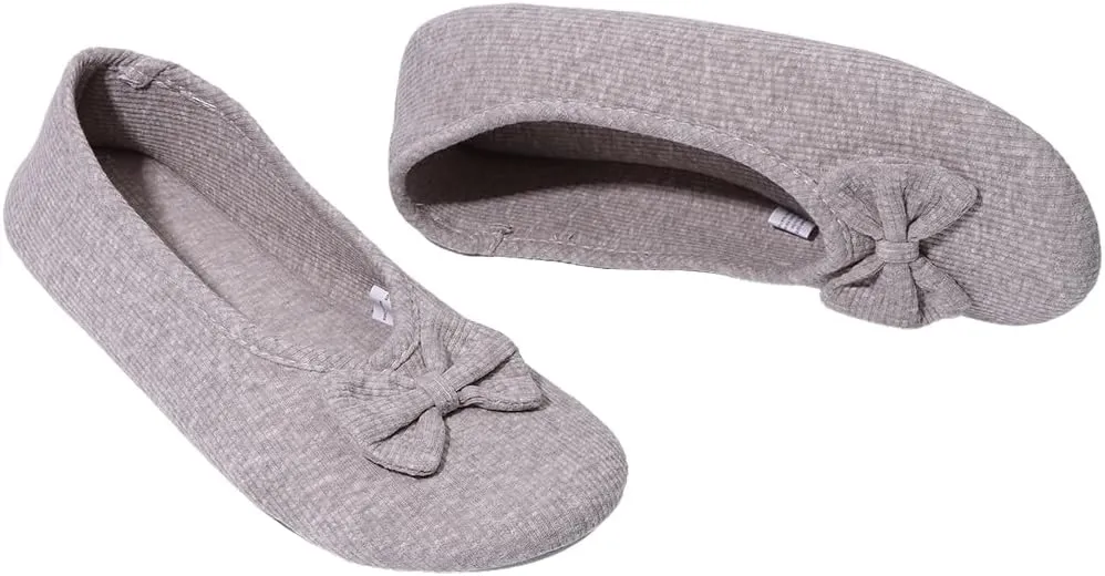 Urbancolor Women's Washable Memory Foam Ballerina Slippers Light Weight Terry Cloth House Shoes/Stretchable Heel Design