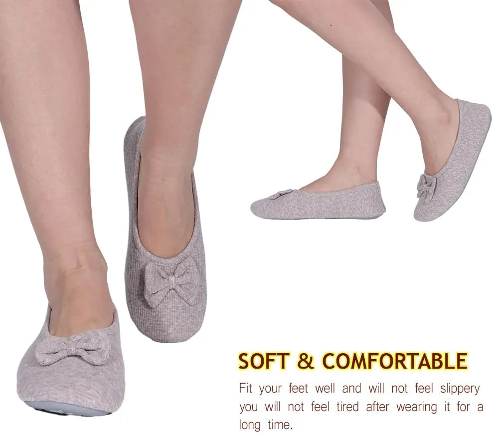 Urbancolor Women's Washable Memory Foam Ballerina Slippers Light Weight Terry Cloth House Shoes/Stretchable Heel Design