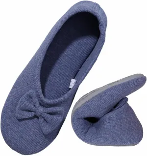 Urbancolor Women's Washable Memory Foam Ballerina Slippers Light Weight Terry Cloth House Shoes/Stretchable Heel Design