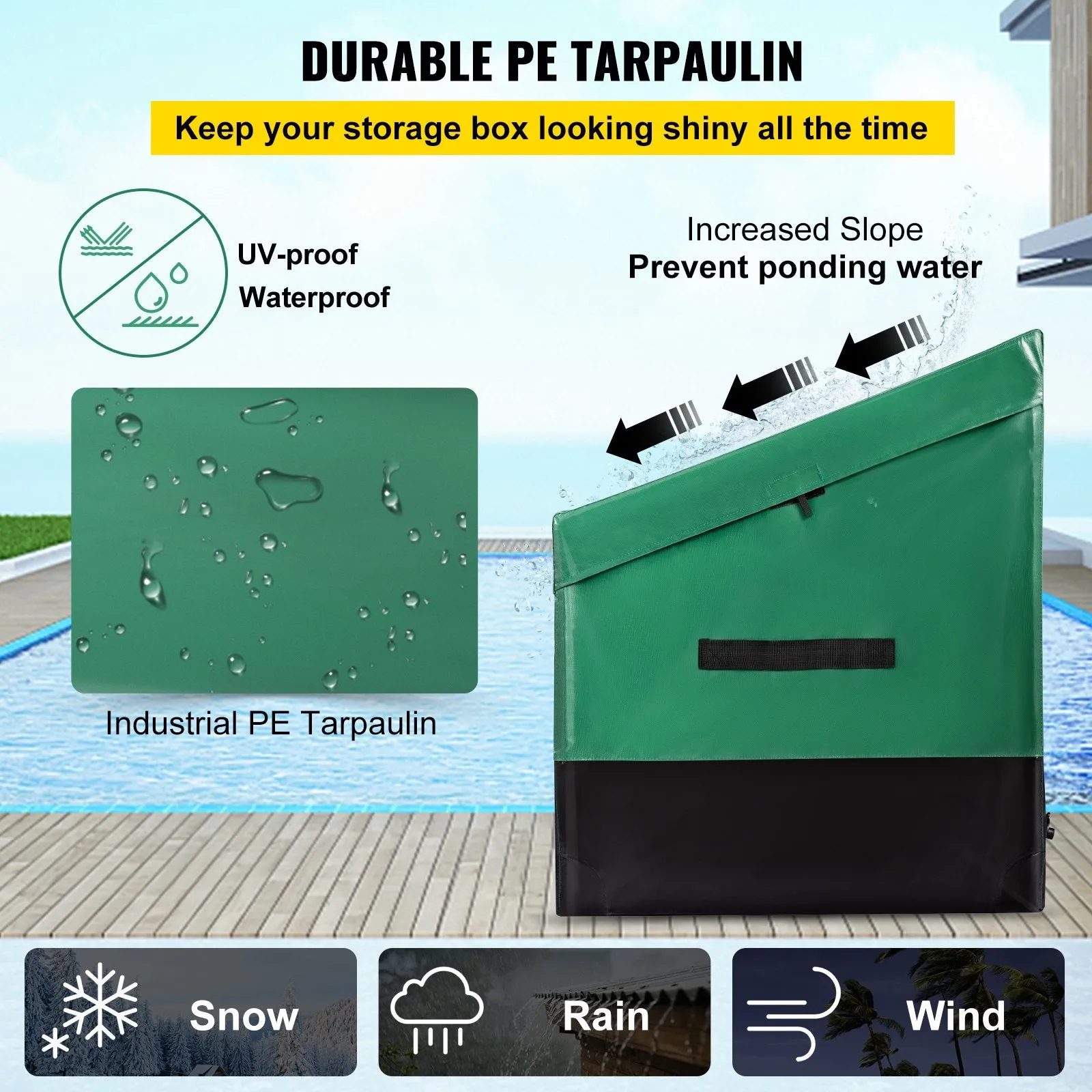 VEVOR Outdoor Storage Box Patio Deck Box Gallon Waterproof PE Tarpaulin
