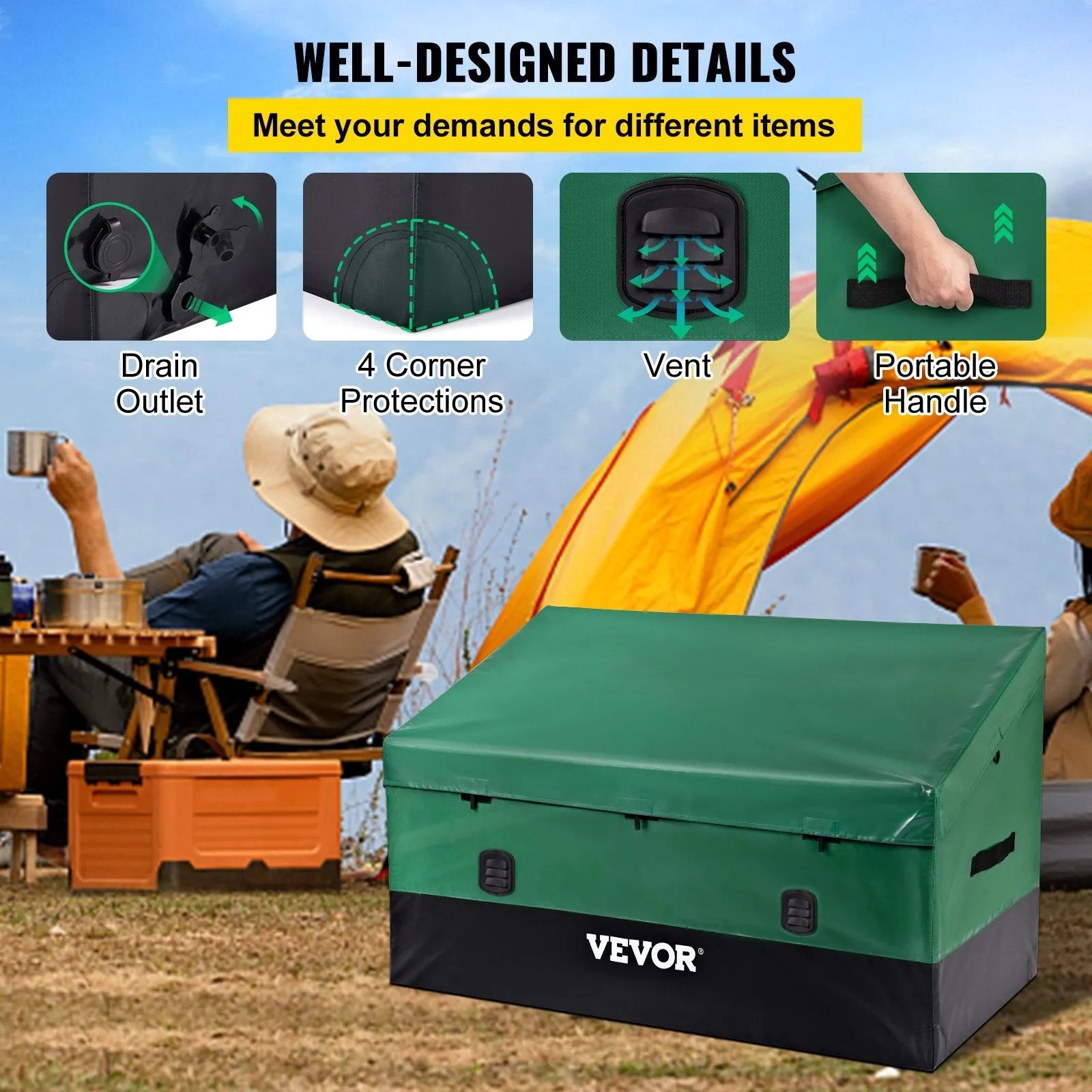 VEVOR Outdoor Storage Box Patio Deck Box Gallon Waterproof PE Tarpaulin