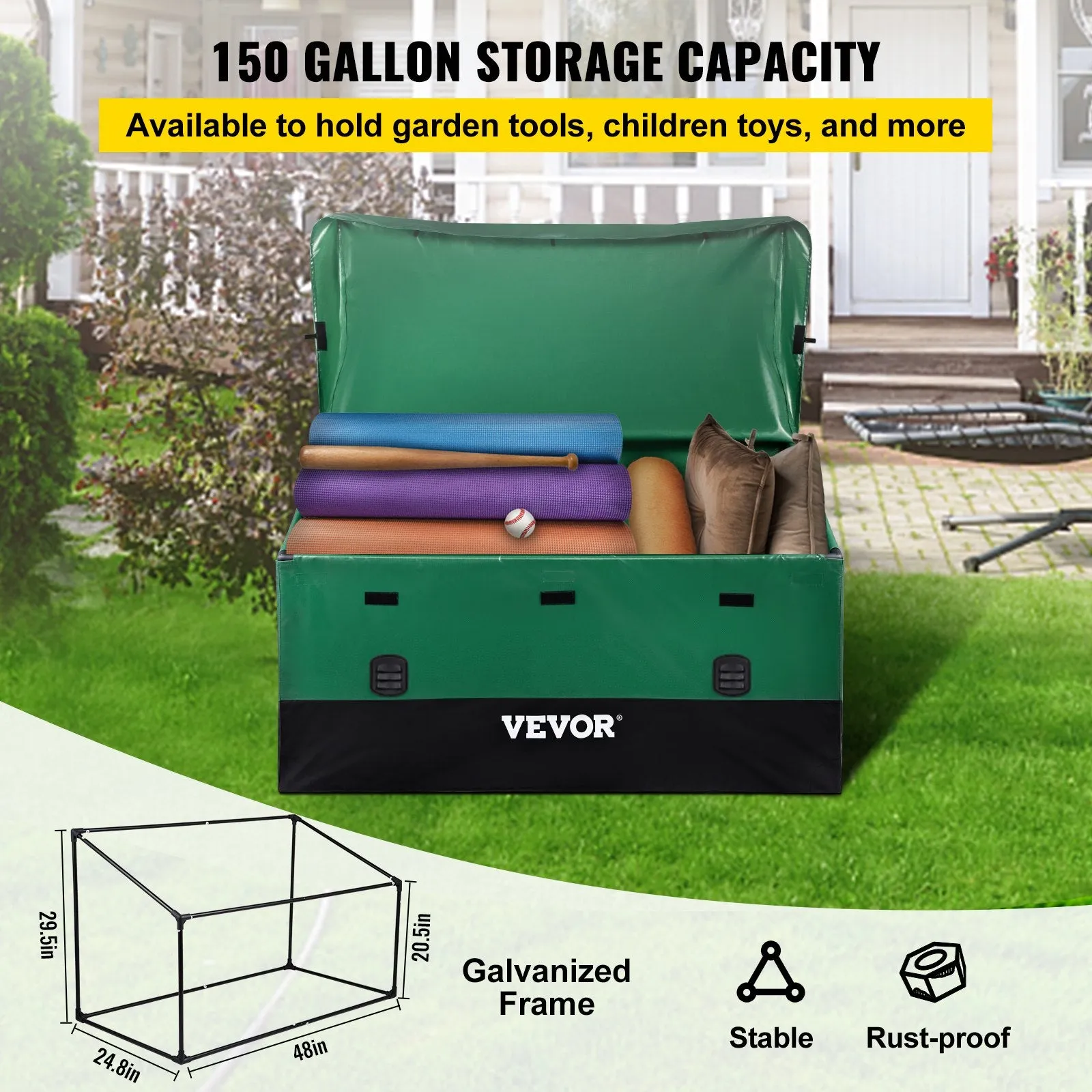 VEVOR Outdoor Storage Box Patio Deck Box Gallon Waterproof PE Tarpaulin