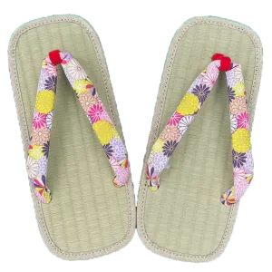 Woman's Tatami setta sandals : Pink, Colorful Flowers